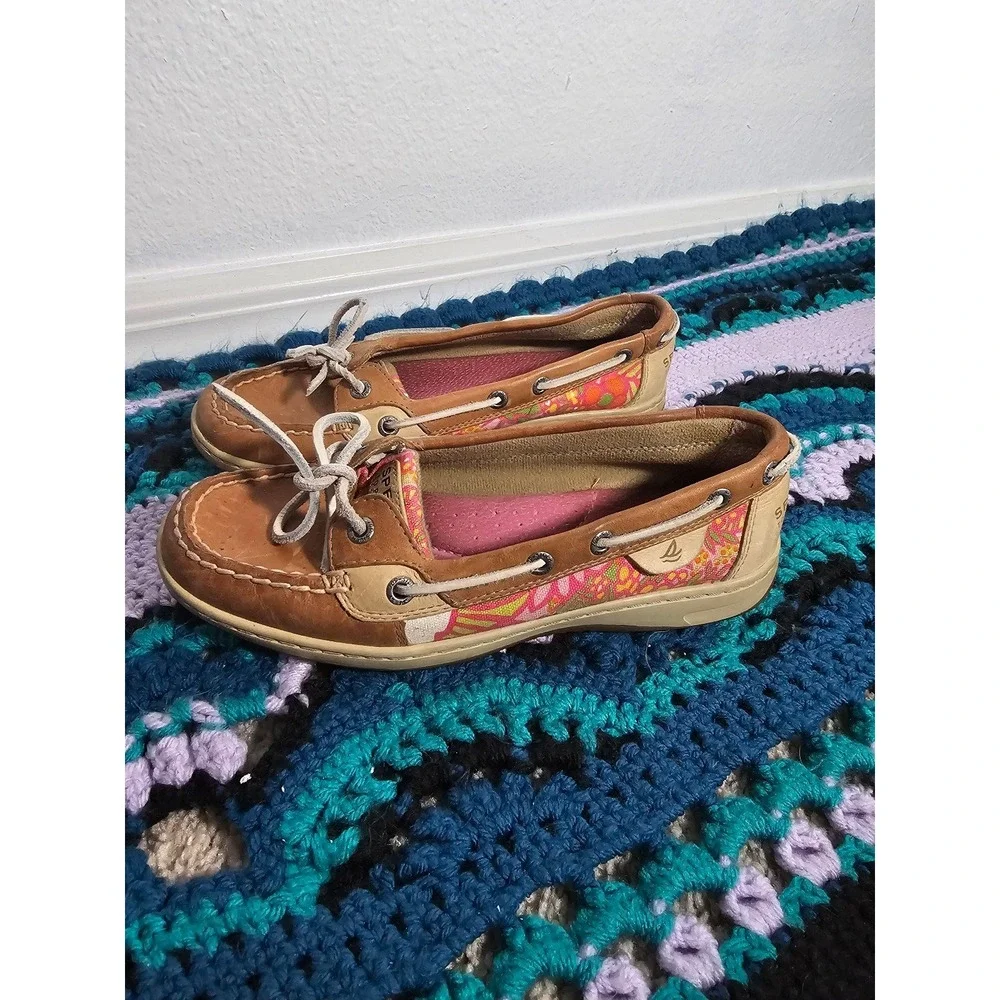 Sperry Top‎ Sider Angelfish Colorful Floral Slip On Boat Shoes Women's Size 7
